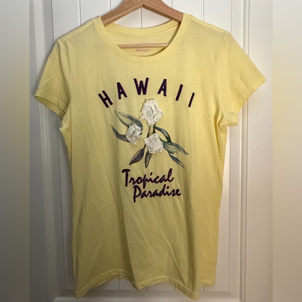 Old Navy Yellow Hawaii Tropical Paradise Tee